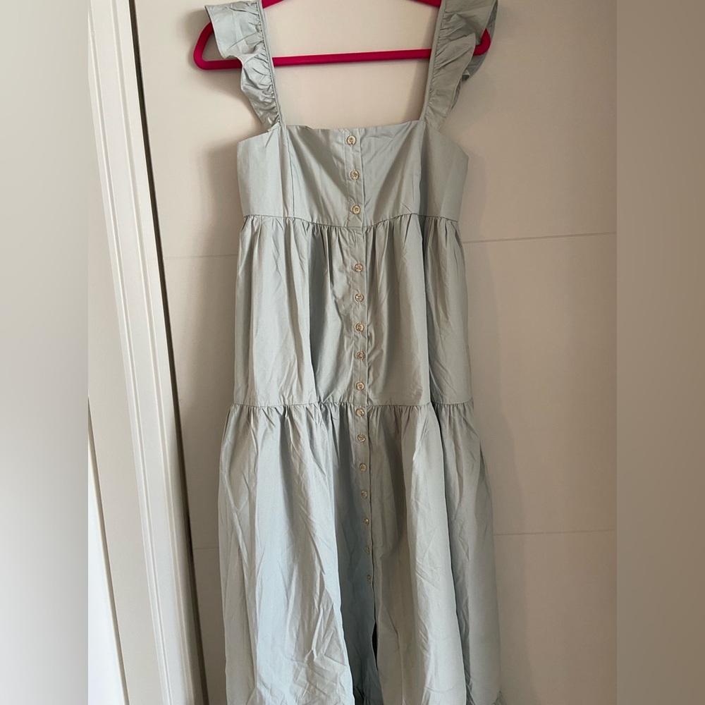 En Saison Green Tiered Sundress Sleeveless Casual